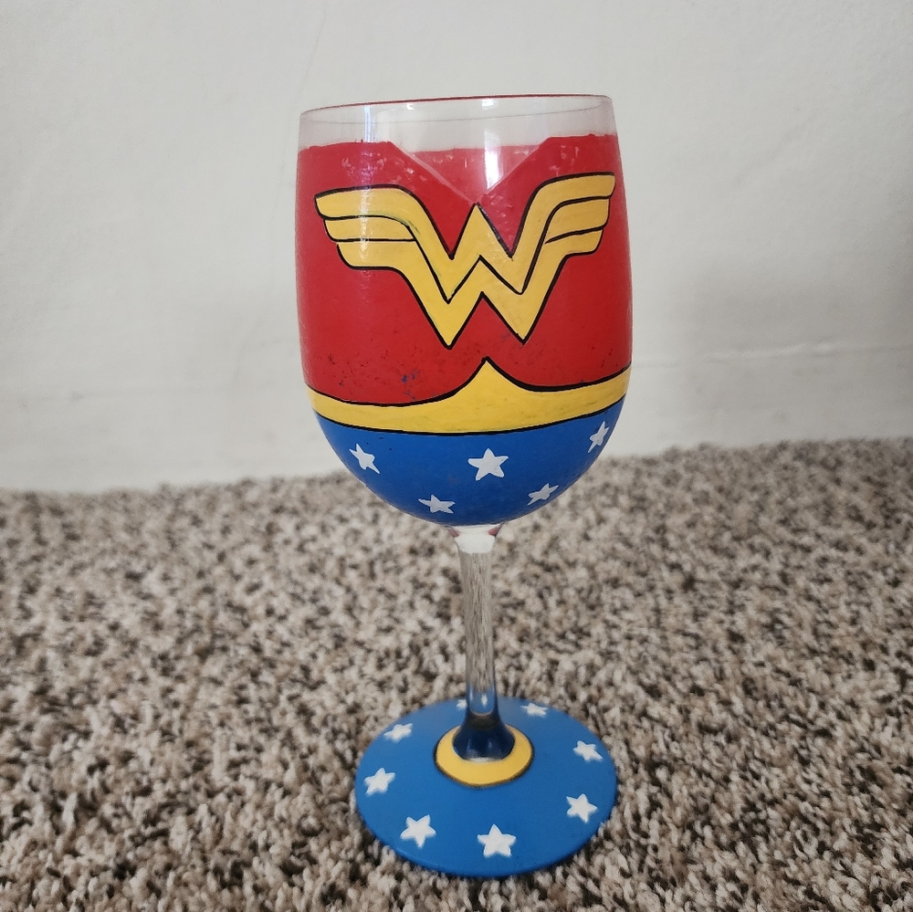 Wonder Woman Themed Wine Glass